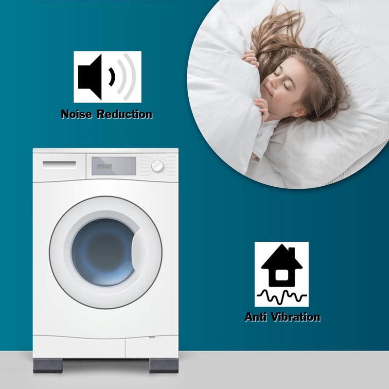 Sakolla Anti Vibration Pads for Washing Machine - Washer and Dryer Pedestals High Hard Wearing Square Rubber Foot Pads, Noise Cancelling and Shock Support Protects Pedestals (4 Pcs)