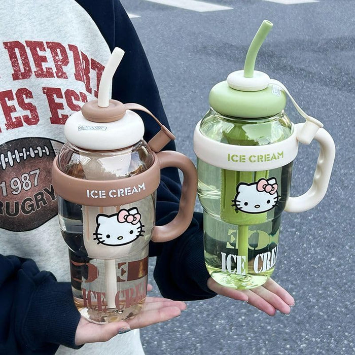 Hello Kitty Large Capacity Water Bottle with Straw cute, Leak-Proof & Lightweight – Stay Hydrated Anywhere! Perfect water bottle for School, Office, Gym, Travel& Outdoor Adventures!
