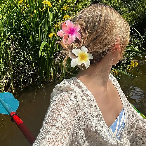 GQLV Flower Hair Claw Clips-4PCS Large Claw Clips for Thick Hair,Strong Hold Nonslip Hair Clips for Women,Hawaiian Flower Claw Clips,Cute Hair Clips,Banana Clip for Thin Hair,Hair Accessories for