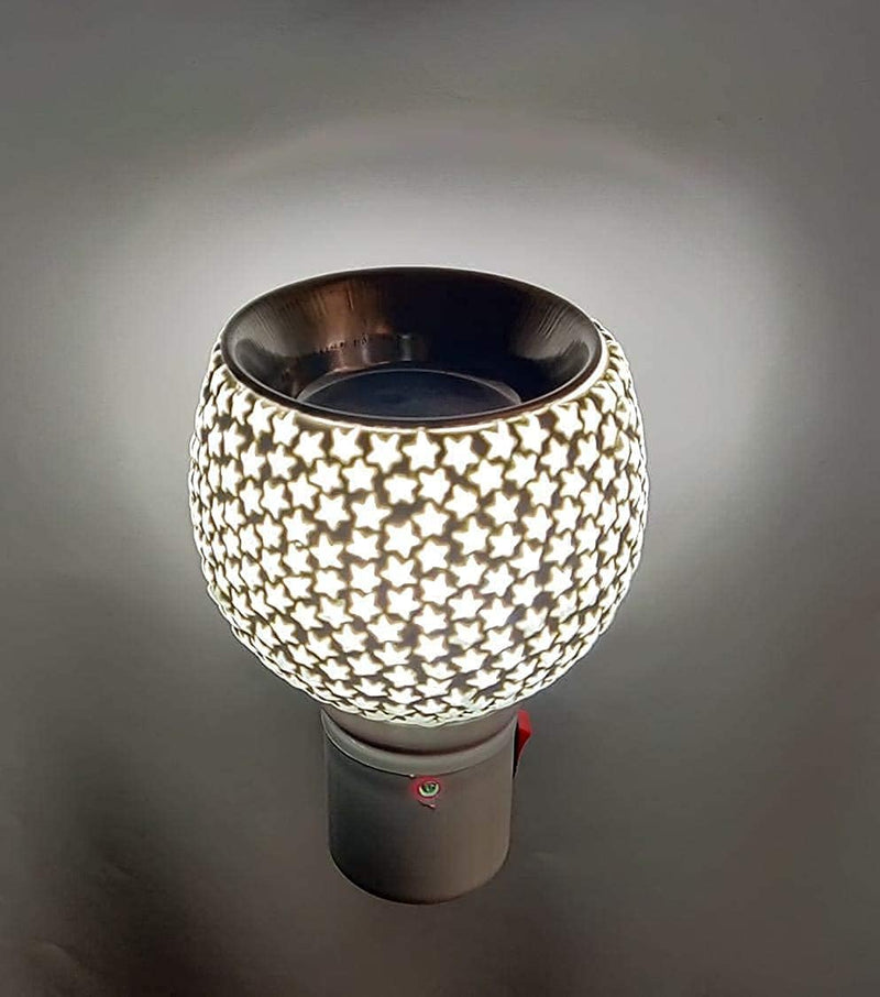 SHREE HANS CREATION | Kapur Dani Electrical Camphor Diffuser. Glass Kapoor Dhani & Essential Oil Diffuser with On Off Switch to Toggle Between Burner & Lamp (Star Mini)