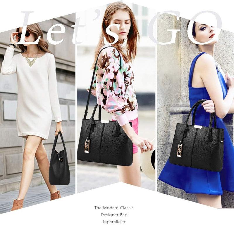 Purses and Handbags for Women Shoulder Tote Bags Top Handle Satchel C Black Beige, M