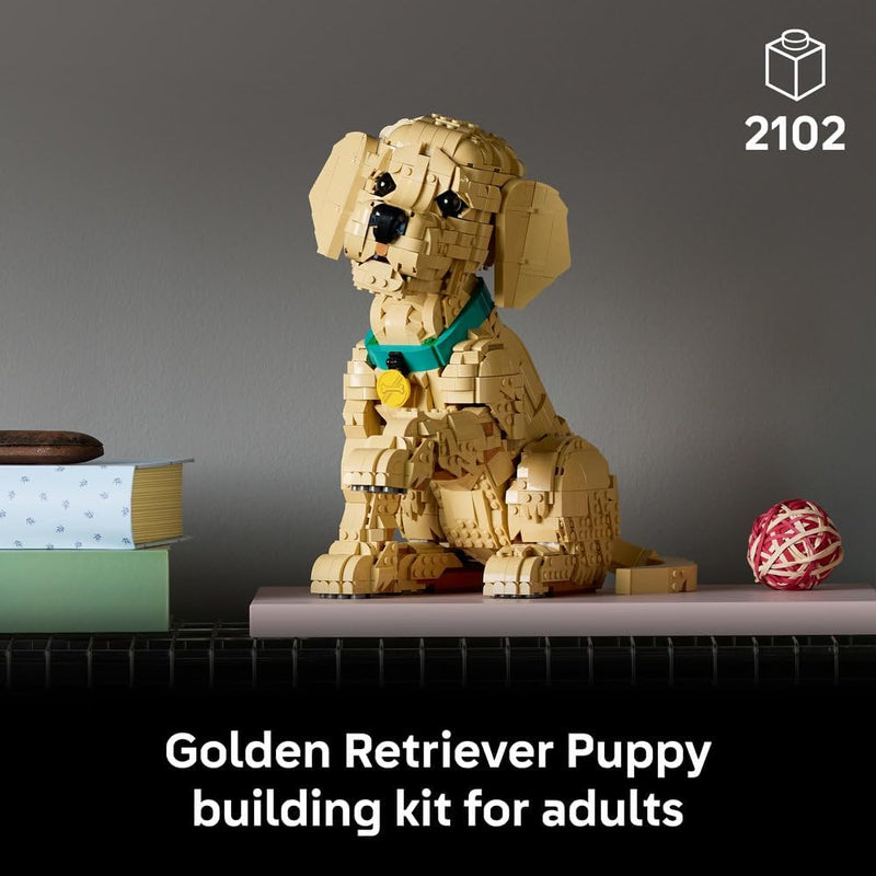 Icons Golden Retriever Puppy 11384 Animal Figure Building Set for Adults, Collar & Medallion Details, Shelf or Desk Decor, Crafts Gift Idea, 2,102 Pieces