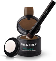 THICK FIBER Root Touch Up & Hairline Powder for Grey Root Coverage & Thin Hair Water & Sweat Resistant with Precise Brush Hair Loss Concealer for Roots, Bald Spots & Fill-In (Black) - Light Brown 4g (Pack of 1)