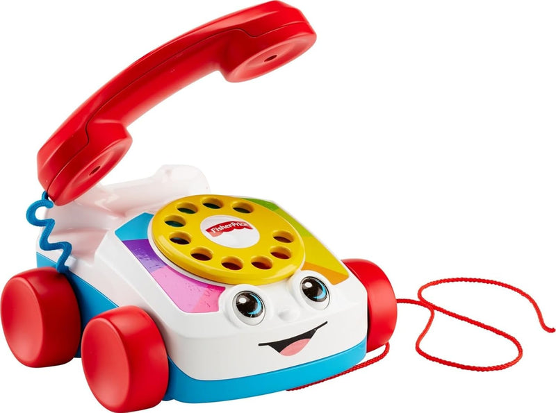 Fisher-Price Toddler Pull Toy Chatter Telephone Pretend Phone with Rotary Dial and Wheels for Walking Play Ages 1+ years - Set