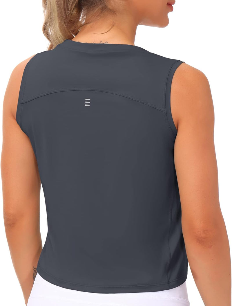 THE GYM PEOPLE Ice Silk Workout Tops for Women Quick Dry Muscle Gym Running Shirts Sleeveles