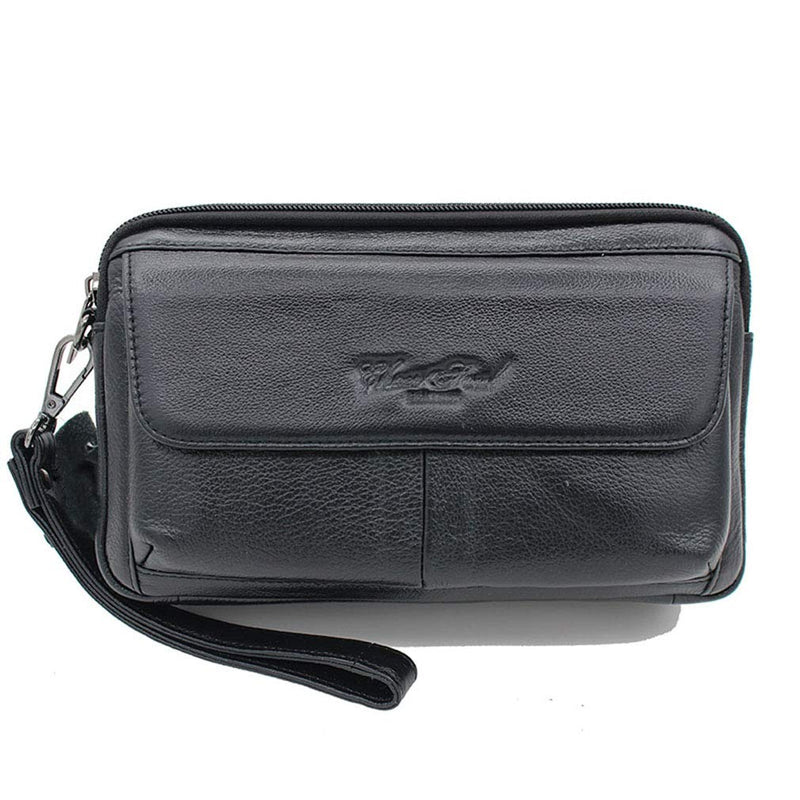 Hebetag Leather Clutch Purse Wallet for Men Organizer Holder Wrist Bag, 07Black, 23cm(W) x 8cm(D) x 14cm(H)(9.05"x3.14"x 5.51");, Classic