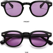 Unisex Vintage Retro Round Style Tinted Sunglasses For Men Women Fashion Circle Sun Glasses 46mm - C06 Black Frame/Purple Tinted Lens