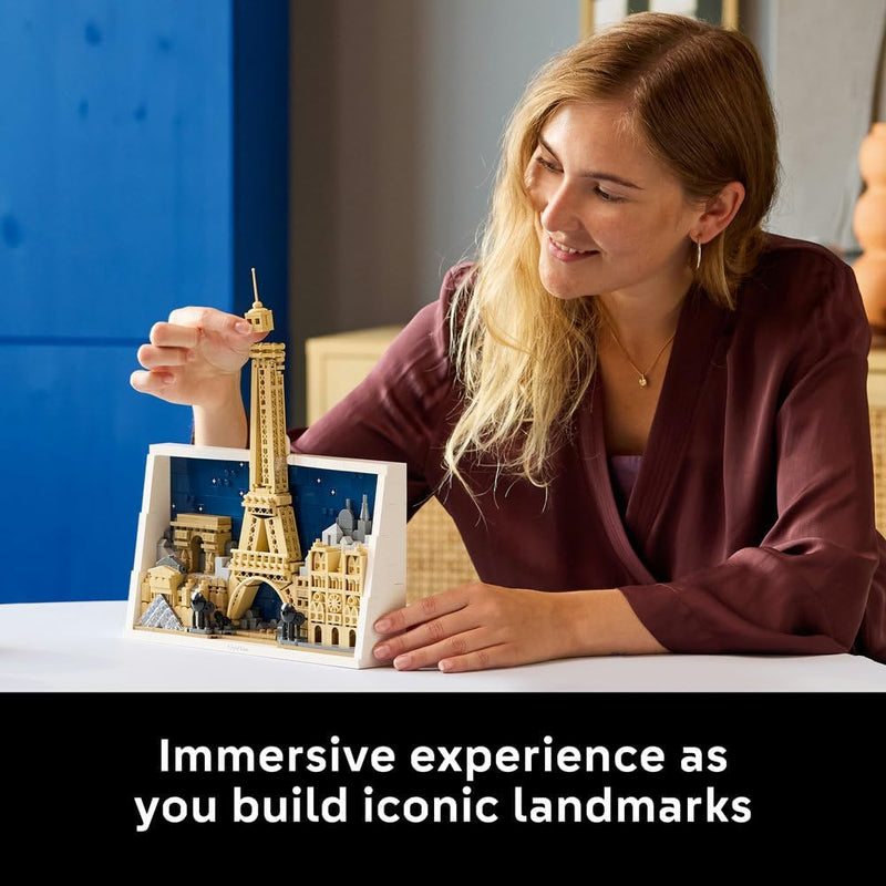 Architecture Paris City of Love - DIY Miniature Model Kit for Adults - Home Decor 3D Wall Art w/Iconic Parisian Landmarks Incl. Eiffel Tower - Gift Idea - 21064