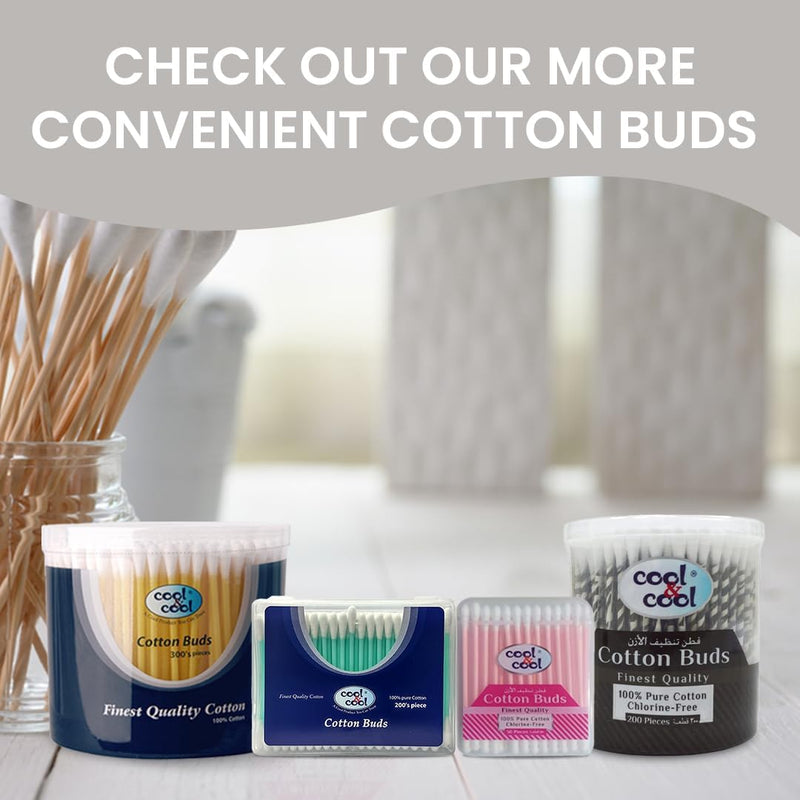 Cool & Cool Ear Buds -100's - Round Thick Tips,Cotton Swabs,100% Cotton,Double Tipped,Hygienic,Gentle & Safe Swabs for Ears - Assorted