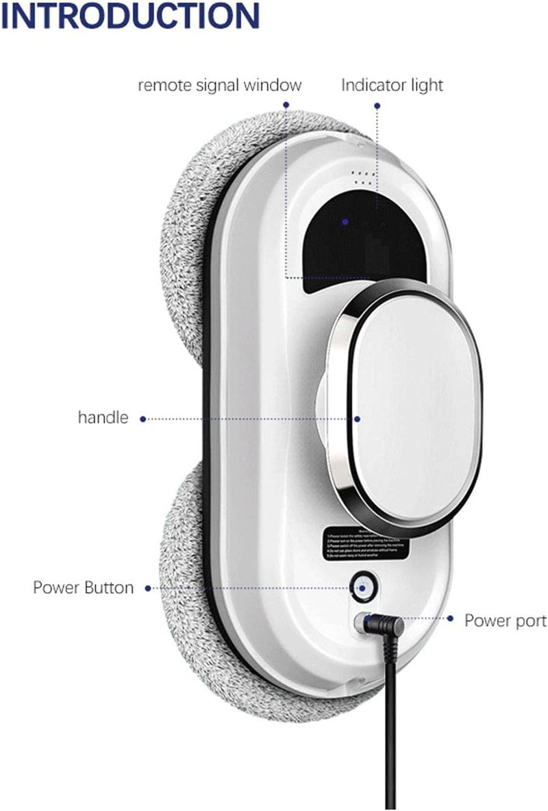 AI Window Cleaning Robot with 5600Pa Suction Dual Spiral Heads, 3 Smart Modes, UPS Safety System, Remote Control for High-Rise & Large Windows (6x4m) - 31*25*16cm