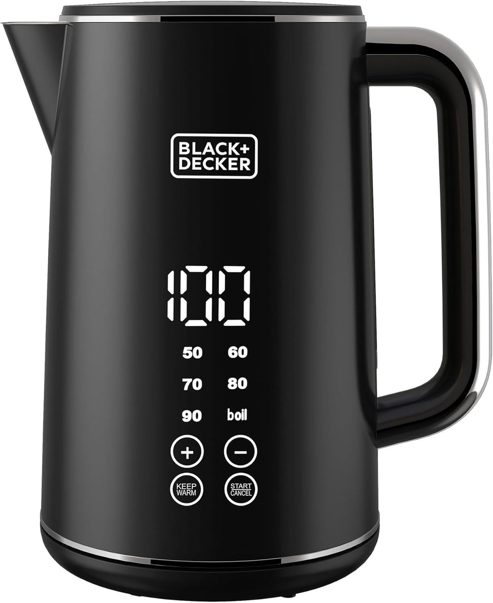Digital Kettle, 2200W, 1.7L, Touch Screen, Double Wall Design, 6 Preset Temps, 30-Min Keep Warm, LED Display, Auto Shut-Off, Boil-Dry Protection, Cool-Touch Exterior, Black - GK220-B5