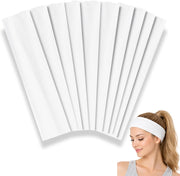 Styla Hair 10 Pack Stretch Headbands Non-Slip Head Wraps Great for Sports, Yoga, Pilates, Running, Gym, Workouts, Baseball, Casual Wear, Gifts & More - White
