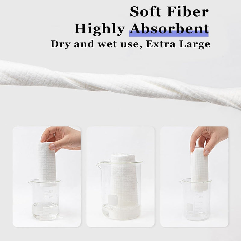 Pack of 50 Clean Towels, XL Soft Disposable Towels for Sensitive Skin, 26 x 30 cm, Make-Up Removal, Baby Wipes