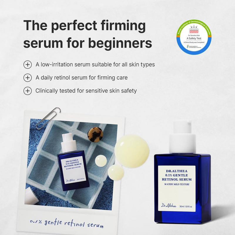 0.1 Gentle Retinol Serum - Korean skincare, 1.01fl.oz, Reduce Wrinkles, Fine Lines, & Signs of Aging, Gentle Skincare for Day & Night