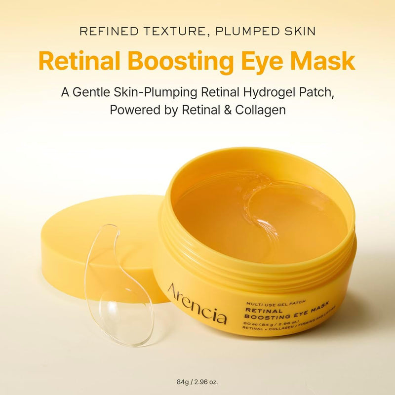 Retinal Boosting Eye Mask, Hydrogel Under Eye Patches with Peptides for Dark Circles, Puffiness, Fine Lines, 60 Patches