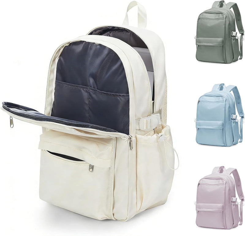 WEPOET School Backpack for Teens, Men and Women School Bag, Large Shoulder Bag - A2-beige