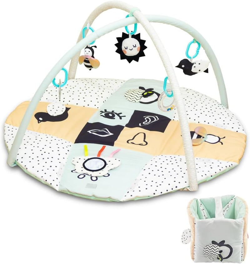 The Moon Brand Perky Baby Playmat and Activity Gym for Newborn Baby & Infant 5 Hanging Sensory Toys Visual, Hearing, Touch, Cognitive Early Development Playmat. Suitable from 0m+ 80cm Paradise Play - Multi Color