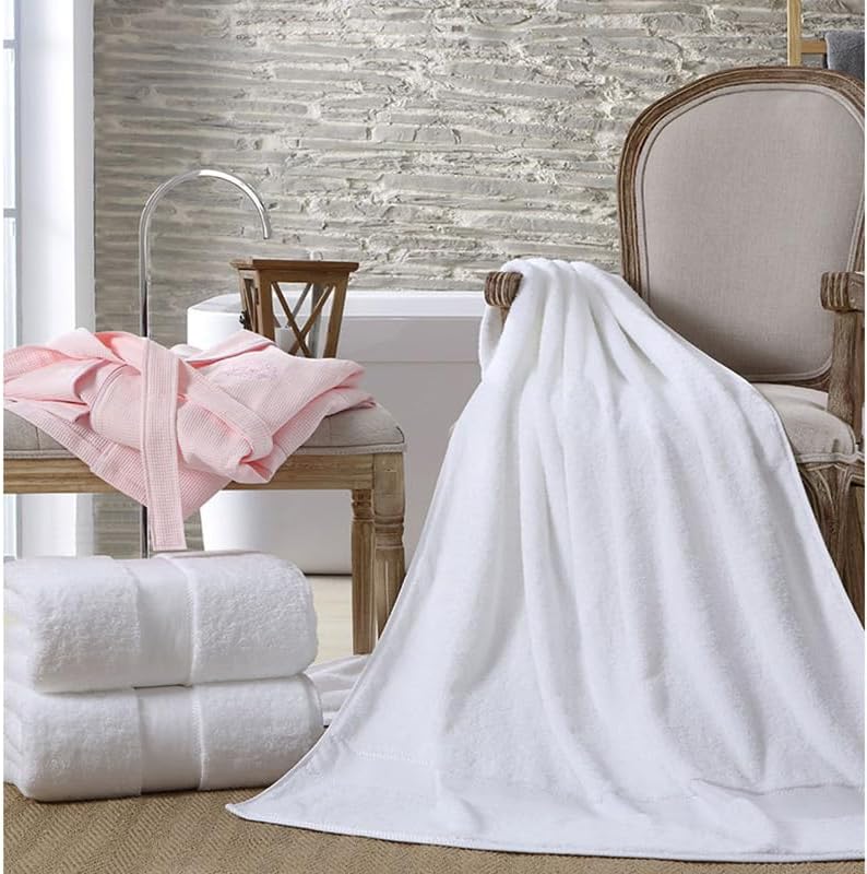 SKY-TOUCH Bath Towel 100% Cotton 4pcs, Premium Hotel Quality Large Bath Towel 70x140 cm, 600GSM Premium Bath Sheet Soft & Highly Absorbent for Home Bathroom Hotel (White)
