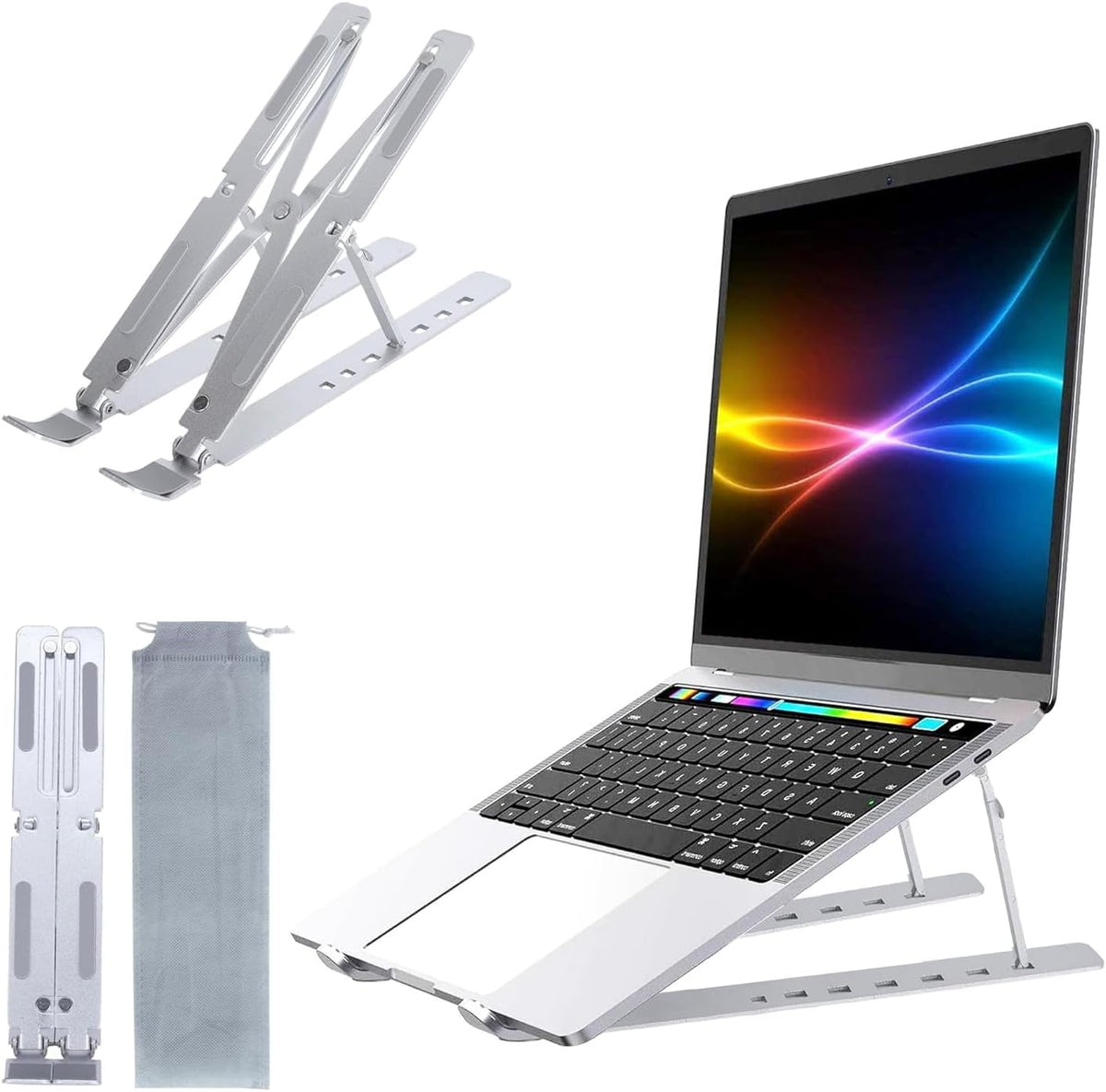 Adjustable Laptop Stand, Portable Aluminium Laptop Riser Laptop Holder for Desk, Foldable Ventilated Cooling Computer Support Stand for Apple MacBook Pro/Air, HP, Sony, Dell – image 1