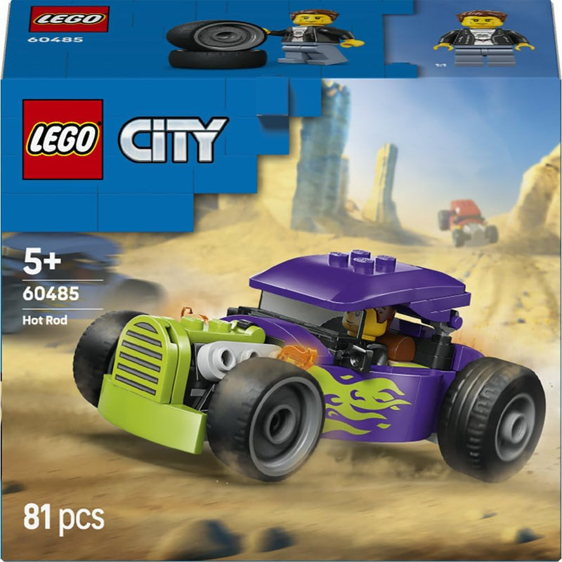 City Hot Rod 60485 Race Car Toy, Driver Minifigure & Folding Roof, Fine Motor Skills Set, Gift for 5+ Year Old Boys & Girls, 81 Pieces