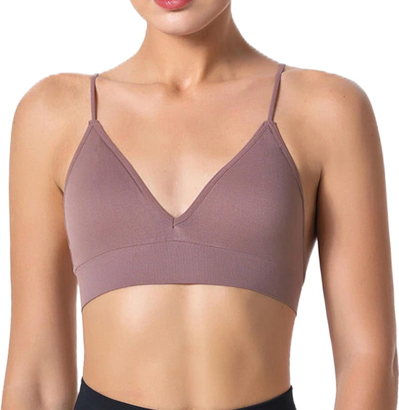 Dress Cici Women'S V Neck Triangle Strappy Sport Bra With Strappy Shoulder Strap