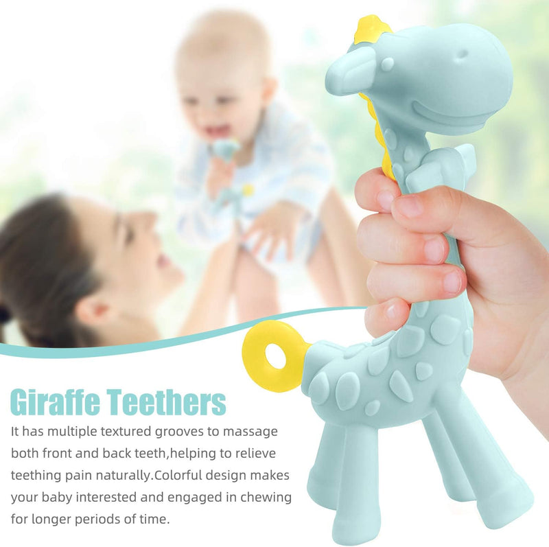 SHARE&CARE BPA Free Silicone Fruit Baby Teether Toy with Storage Case, for 3 Months Above Infant Sore Gums Pain Relief (5 Fruits)