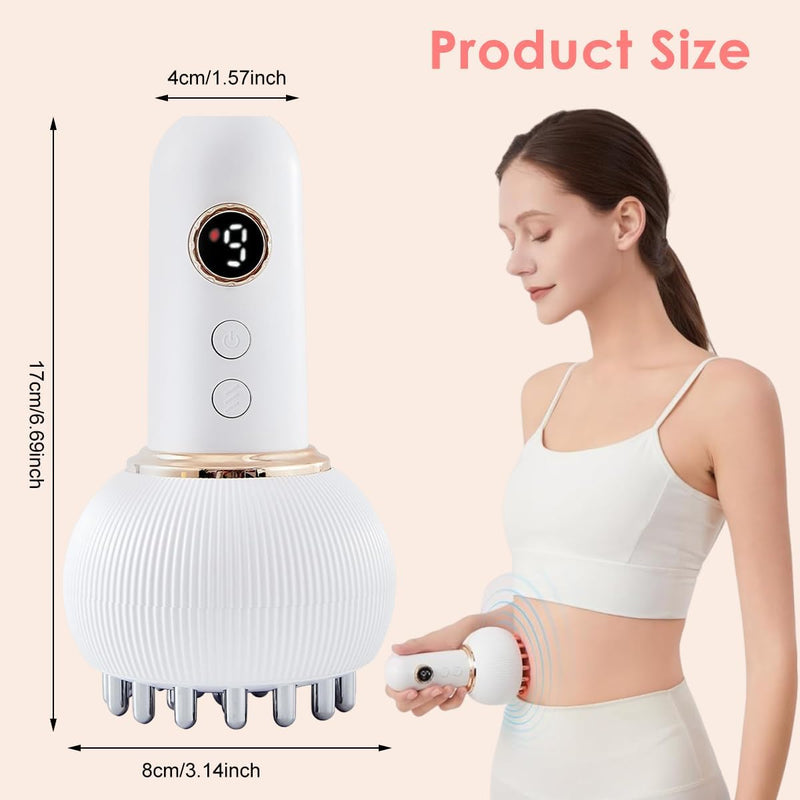 HANNEA Lymphatic Drainage Massager & Anti-Cellulite Tool for Legs, Arms, Belly Sculpting Machine with Microcurrent, Light, Heat, Vibration Reduces Stretch Marks Rechargeable White