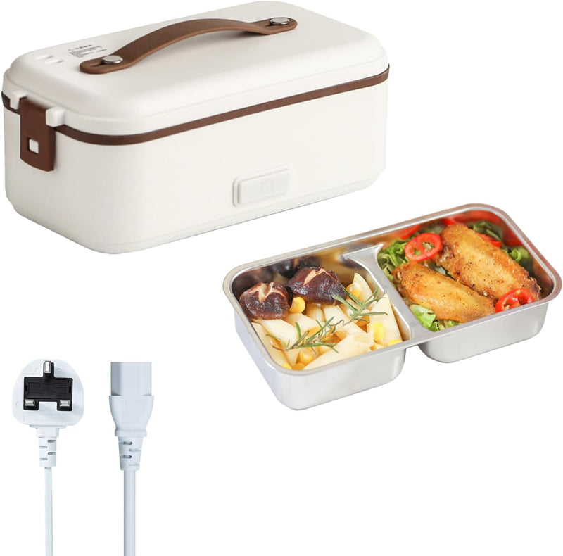 VAODO Electric Lunch Box Food Heater, 3 Layers 2L Portable Electric Heated Insulated Lunch Box, Multifunctional Food Warmer Container, Steam Cooker with Rice Set, with Egg Holder, Black