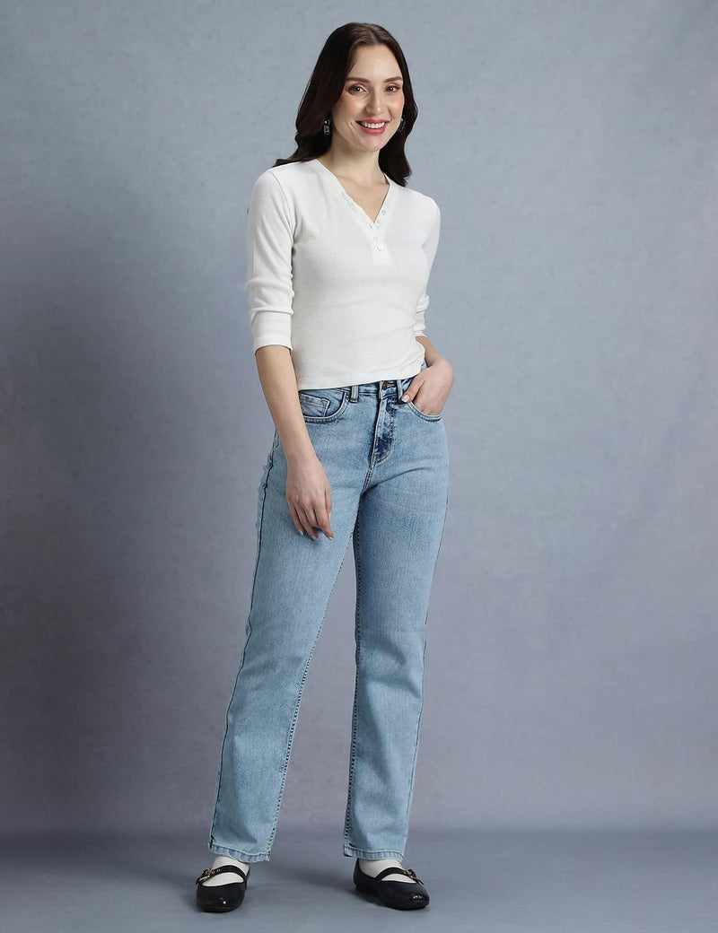 Women's Straight Jeans (INKSS23WJN-013_Denim Drama_36)