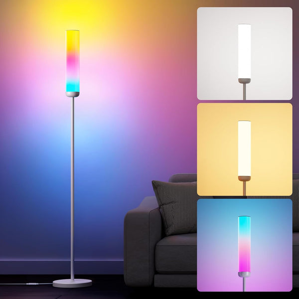 OE1 AI Floor Lamps, Smart Corner Floor Lamp Alexa Google Compatible, Color Changing Led Standing Lamp, Music Sync, DIY Modes, 1000LM, Modern Stand Light for Living Room, Bedroom, 2.4G WiFi Only - Rod-shaped 2300 lm