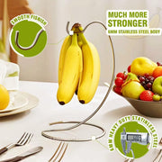 Banana Holder Stand - Stainless Steel Kitchen Counter Tree Hook for Bananas, Grapes & Vine Tomatoes, Prevents Bruising & Extends Freshness