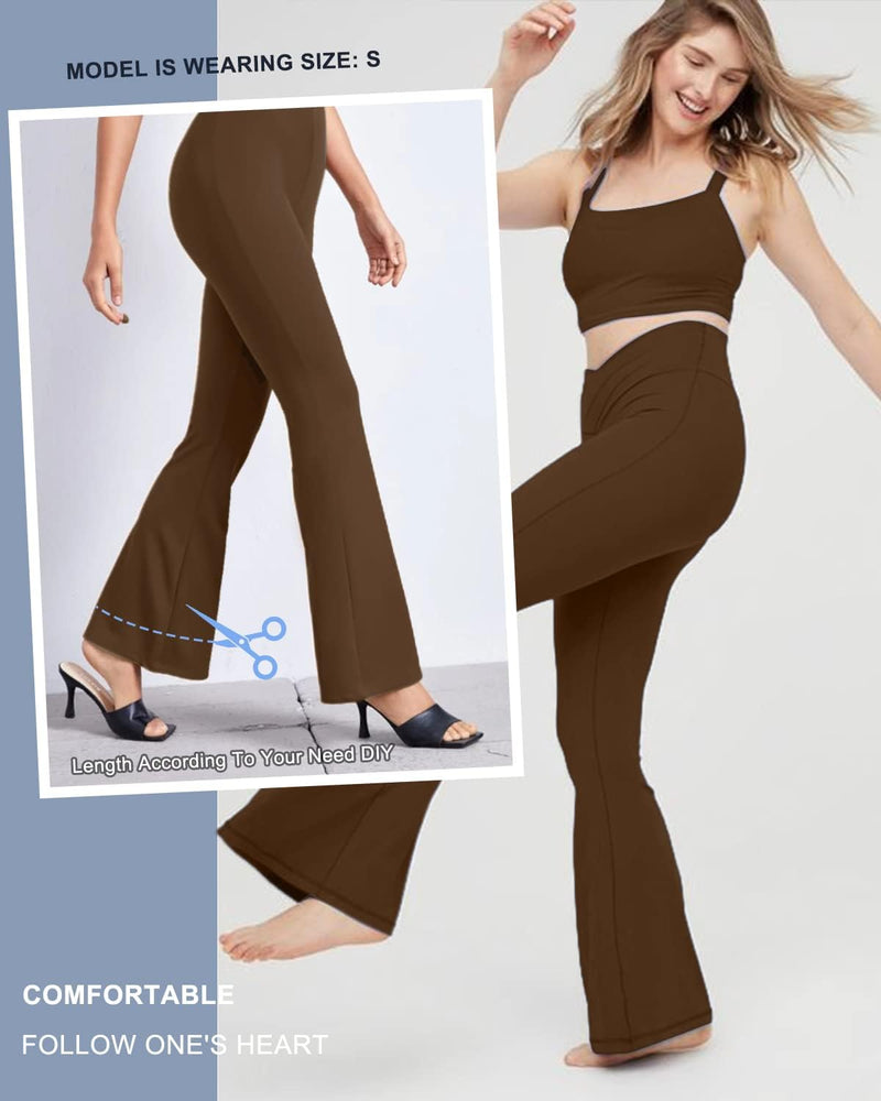 Aoliks Crossover Flare Leggings for Women,High Waisted Bootcut Yoga Pants Workout Bell Bottom Leggings