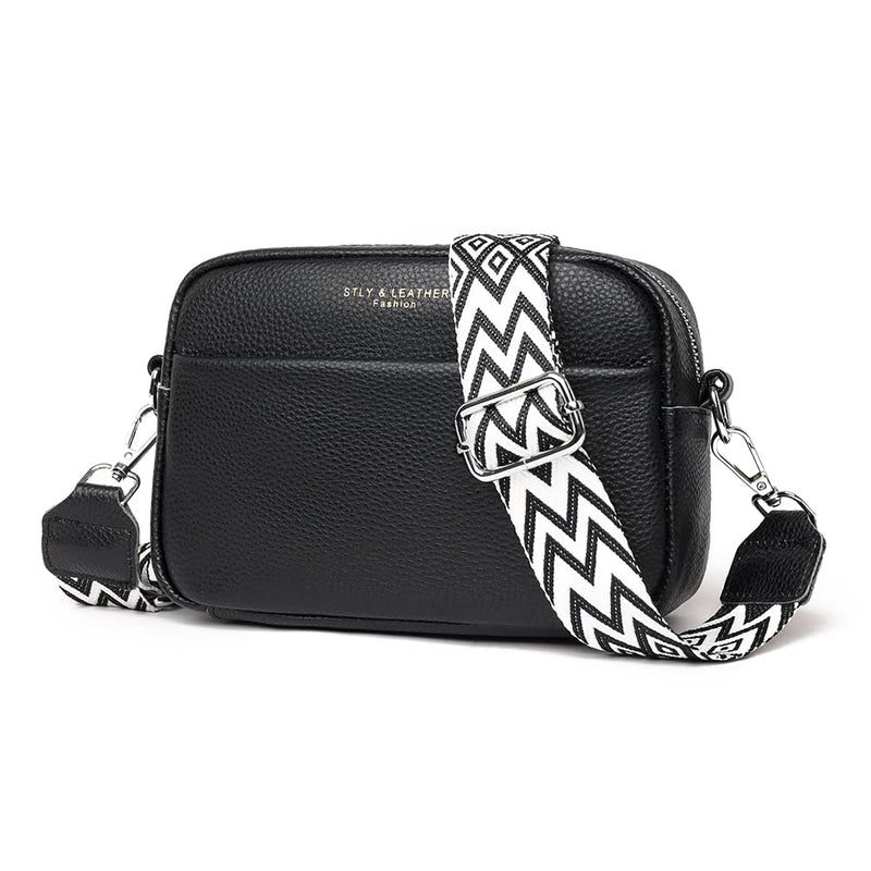 Efilra Small Crossbody Bag for Women, Genuine Leather Camera Bag Purse Crossbody, Women's Crossbody Handbag with Guitar Strap