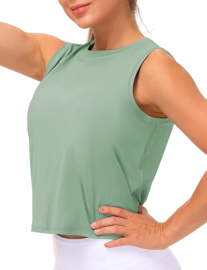 THE GYM PEOPLE Ice Silk Workout Tops for Women Quick Dry Muscle Gym Running Shirts Sleeveles