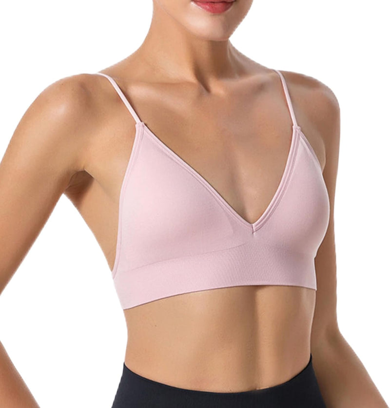 Dress Cici Women'S V Neck Triangle Strappy Sport Bra With Strappy Shoulder Strap