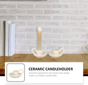 Alipis 2 Pcs Ceramic Candle Holder Taper Candlestick Holder Candlelight Stand for Holiday Dining Room Home Decoration Display Beige