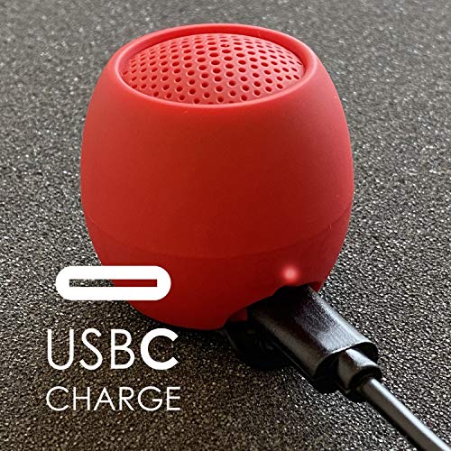 Boompods Zero Mini Bluetooth Speaker - Small Portable Speakers, IPX6 Waterproof, 5hr Playtime, Wireless Travel Speaker with Microphone & Dual Pairing, for Bathroom Shower, Outdoor & iPhone, Red