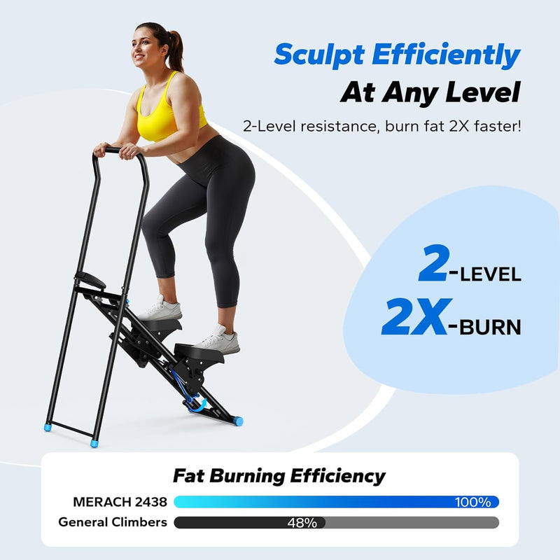 MERACH Stair Stepper for Home Exercise,New Version Mini Stepper Climber Machine for Full-Body Stairmaster,Cardio Equipment Climber with Extended Step Range, Adjustable Handlebar&Pedals - DB