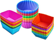 Silicone Cupcake Liners Baking Cups Non-Stick Jumbo Reusable Muffin Molds Bento Bundle Lunch Box Dividers (30-Pack) - Standard