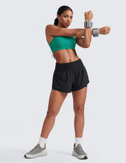 CRZ YOGA 2 in 1 High Waisted Running Shorts for Women 3" - Split Breathable Athletic Tennis Gym Workout Shorts with Pockets