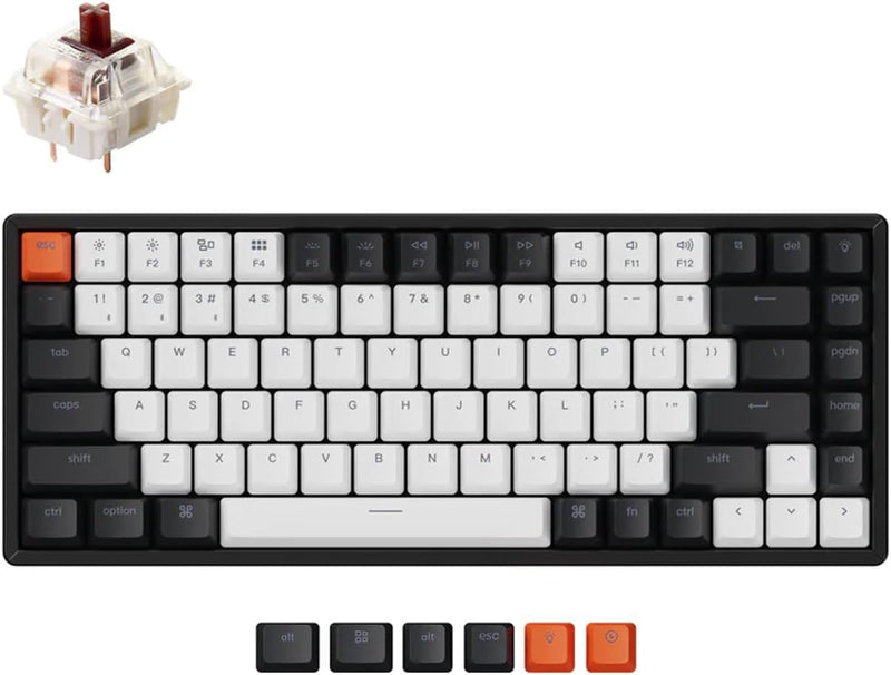 K2 Wireless Bluetooth/USB Wired Mechanical Gaming Keyboard, Hot-swappable 75% Layout 84 Keys RGB LED, Aluminum Frame for Mac Windows, Gateron G Pro Brown Switch, Version 2 - Gateron Brown Switch