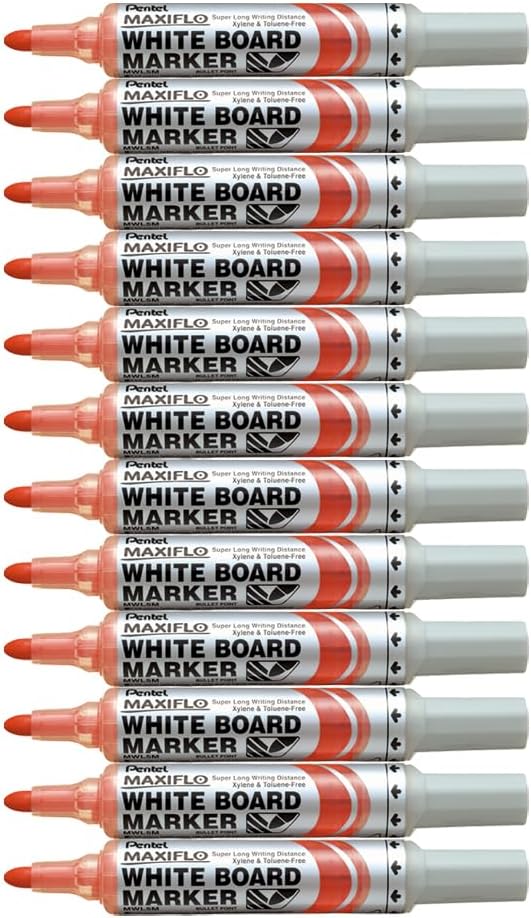 Pentel Maxiflo Mwl5M-Co Drywipe Marker, Blue, Box Of 12