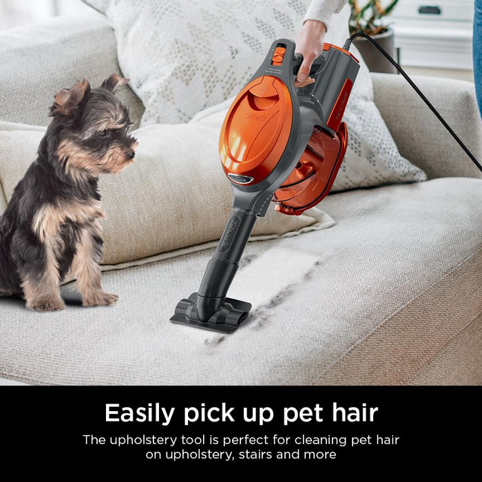 Shark Rocket Corded Bagless Stick Vacuum for Carpet and Hard Floor Cleaning with Swivel Steering (HV302), Gray/Orange