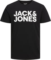 Mens Jjeorganic Basic Tee Ss O-neck Mp T-Shirt (pack of 1) - Black/Fit: Slim/Large Print/White