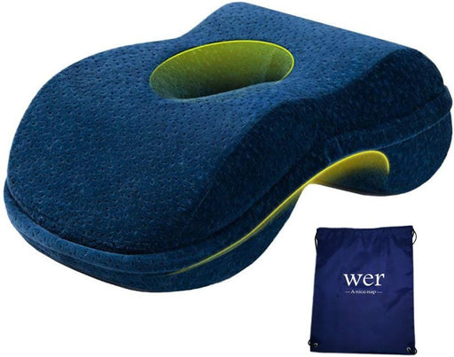 WOWSEA Soft Nap Donut Pillow, Ergonomic Memory Cotton Wedge Pillow for Sleeping, Slow Rebound Desk Nap Pillow (Slightly Hard) for Slender Ladies & Teenagers, Comfortable Washable Velvet Cover