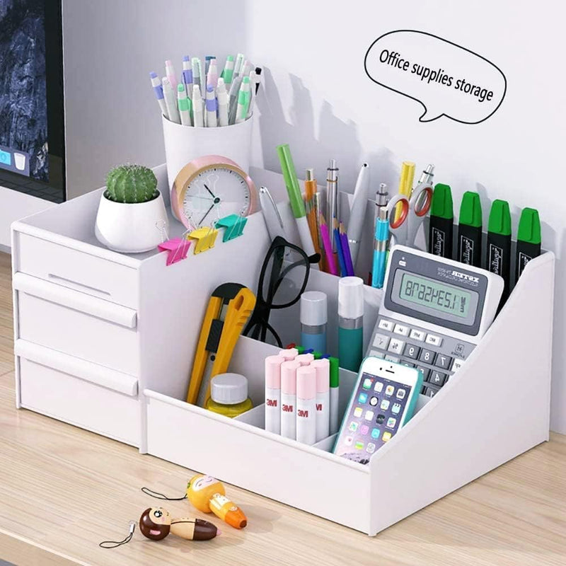 XaFaXa Makeup Organizer Jewelry Storage Box - Cosmetic Dresser Drawers Desktop Makeup Organizer Skin Care Jewelry Organizing Box,Suitable for Storage in Bathroom,Bedroom and Bedside Table (White)