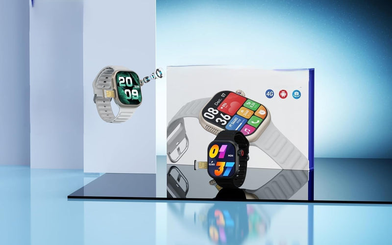 Bull Telzeal Andriod AMOLED 4G 5G 2.2 Inch AMOLED Display Smartwatch with 8MP Camera Sim card Slot 3 Pair Straps and Charging Cable Designed for Ladies and Gents (Black) (Black)