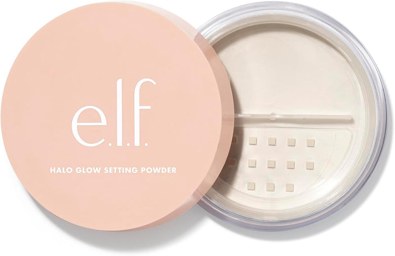 e.l.f. e.l.f, Halo Glow Setting Powder, Silky, Weightless, Blurring, Smooths, Minimizes Pores and Fine Lines, Creates Soft Focus Effect, Medium, Semi-Matte Finish 6.8g - warm