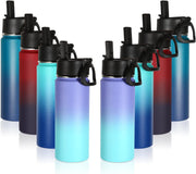 18oz Kids Insulated Water Bottle,Stainless Steel Water Bottles with Straw Lid,Wide Mouth Reusable Metal Sports Water Flask,Double Wall Vacuum Travel Cups For Cold Drink(Dark Night,1 Set) - Assorted 8