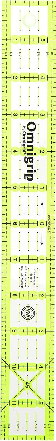 Omnigrid Non-Slip Ruler, 5" Square Sewing and Quilting Supplies - Rectangle 1-Â½" x 12"